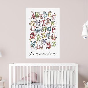 Alfabetet Kaniner, Fjärilar, Änglar & Blommor Poster