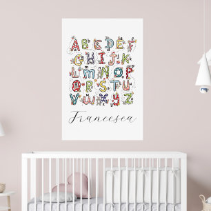 Alfabetet Kaniner, Fjärilar, Änglar & Blommor Poster