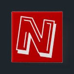 Alfabetet klämmer fast - brev N - rött Knapp<br><div class="desc">BREV N - alfabetet klämmer fast i en lycklig- och roligtstilsort</div>