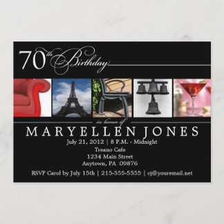 Alfabetfotografi i 70:e Födelsedagsfesten Inbjudan