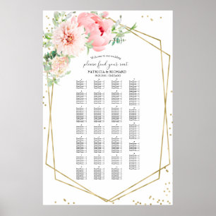 Alfabetisk Bordplan Blush Blommig Poster