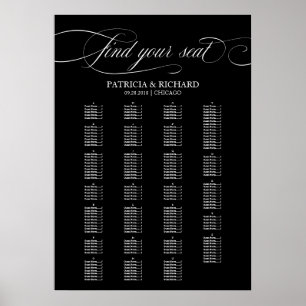 Alfabetisk Bordsplacering Bröllop Elegant Svart Poster