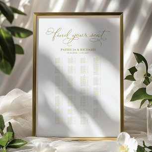 Alfabetisk Bordsplacering Bröllop Guld Folie Poster