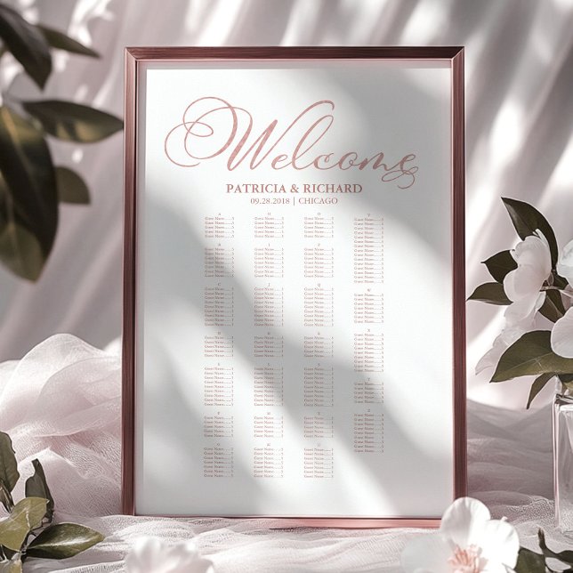 Alfabetisk bröllopsplatskarta Elegant skrivstil Poster (Skapare uppladdad)