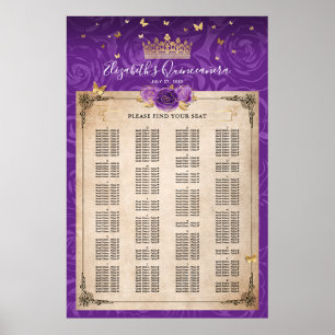 Alfabetisk Lila Lavender Guld Ro Sittande Poster