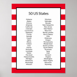 Alfabetisk lista över 50 US Stater Poster