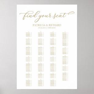 Alfabetisk Placeringsplan Elegant Guldskrift Poster