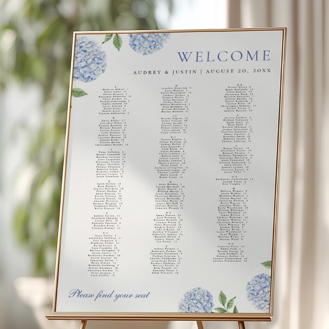 Alfabetisk Sittplatskarta, Hydrangea, XL-affisch Poster (Skapare uppladdad)