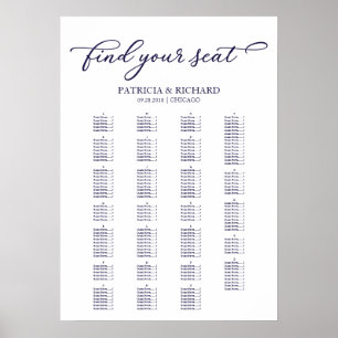 Alfabetisk Sittplatsschema Navy Blue Script Poster