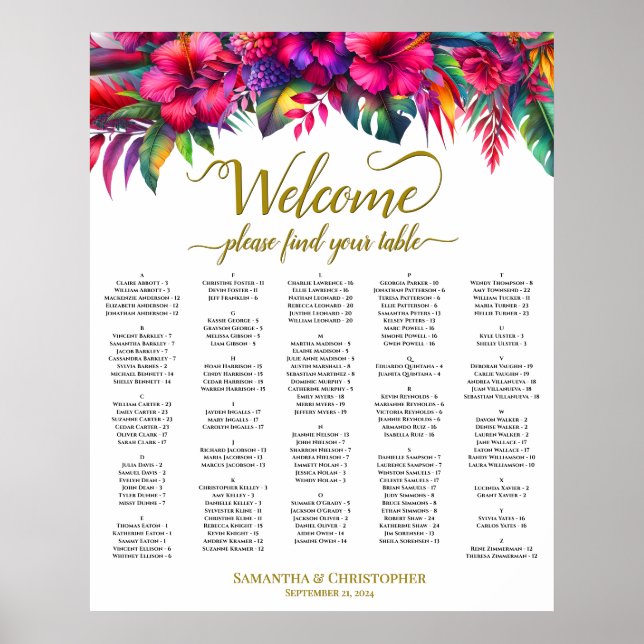 Alfabetisk Trädgårdsbröllop Placeringsplan Poster (Framsidan)