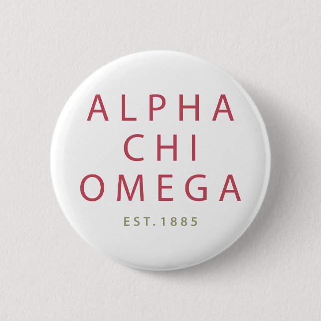 AlfabetiskChi Omega | Est. 1885 Knapp (Framsida)