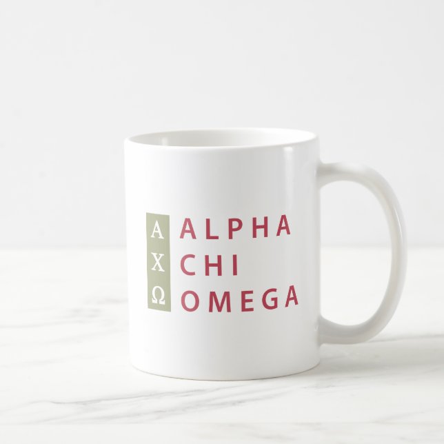 AlfabetiskChiOmega | staplad logotyp Kaffemugg (Höger)