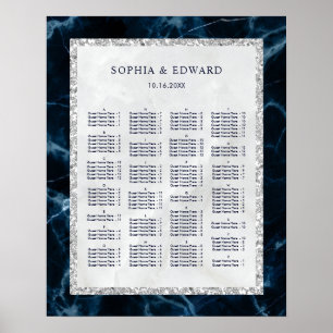 ALFABETISKT ORDER Marble Bröllop Sittdiagram Poster