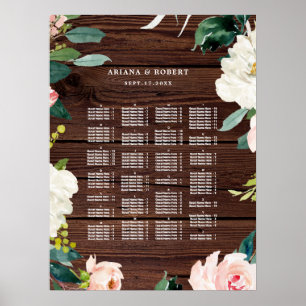 ALFABETISKT Ordningsdiagram Rustic Wood Sittschema Poster