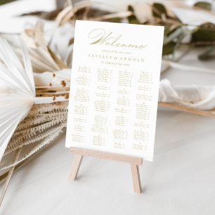Alfabetiskt sittningsschema för elegant Guld Poster