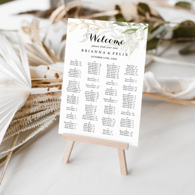 Alfabetiskt sittningsschema för guld Grönt Poster (Skapare uppladdad)