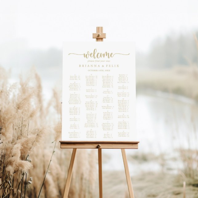 Alfabetiskt sittningsschema för guld-kalligrafi poster (Skapare uppladdad)