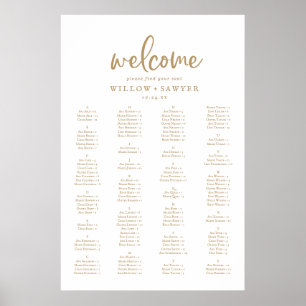 Alfabetiskt sittningsschema för Rustic Guld-skript Poster