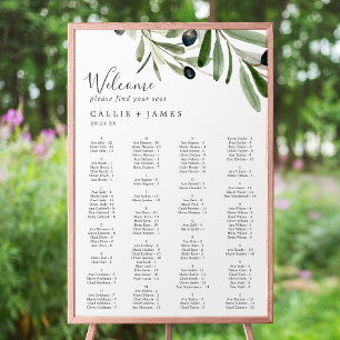 Alfabetiskt sittningsschema i Modern Olive Gren Poster