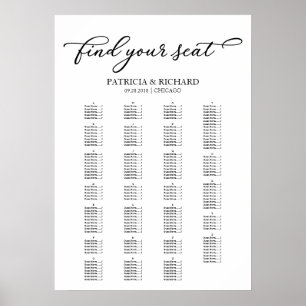 Alfabetiskt sittplatsschema Chic svart skrift Poster