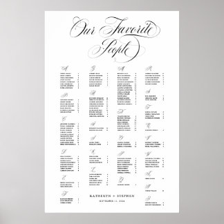 Alfabetiskt vårt favoritfolk Elegant bröllop Poster