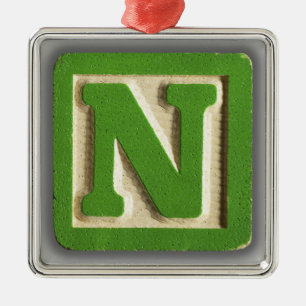 Alfabetleksakkvarter N Julgransprydnad Metall