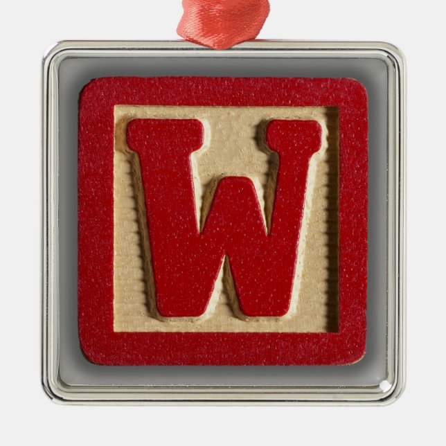 Alfabetleksakkvarter W Julgransprydnad Metall (Framsidan)