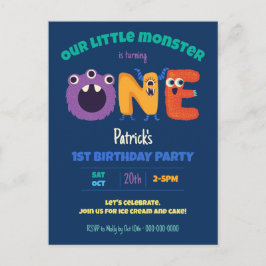 Alfabetmonster 1-årsdag Vårt lilla monster  Vykort