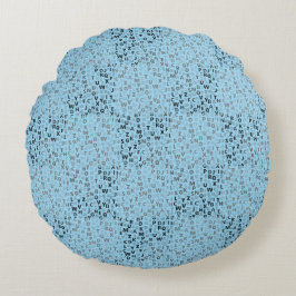 Alfabets Mönster 01 BW.w Lblue BG Rund Kudde