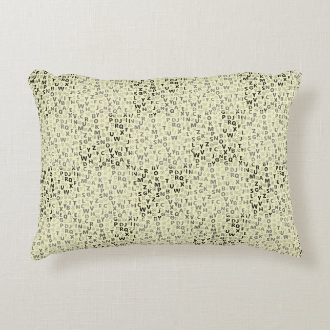Alfabets Mönster 01 BW. w LYellow BG Prydnadskudde (Framsidan)
