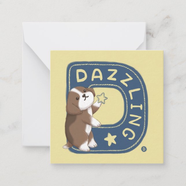 Alfabetserie: "D" Dazzling Beagle Illustration Anteckningskort (Framsida)