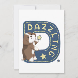 Alfabetserie: "D" Dazzling Beagle Illustration Inbjudningar