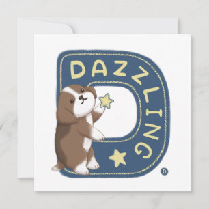 Alfabetserie: "D" Dazzling Beagle Illustration Julkort
