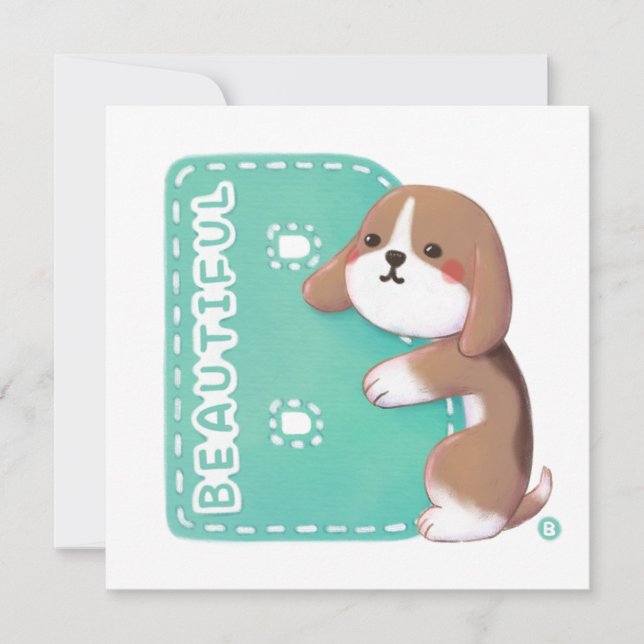 Alfabetserien: "B" Vackert beagle-illustration Julkort (Framsida)