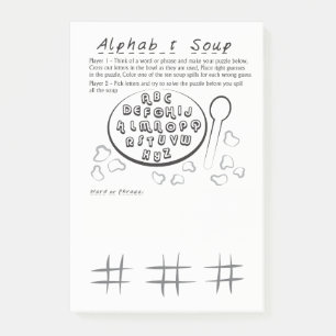 Alfabetsoppaleken vadderar post-it block