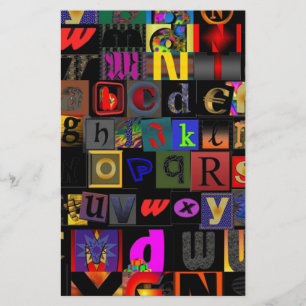 Alfabetssoppa, mosaikbokstäver design, rolig färgr brevpapper