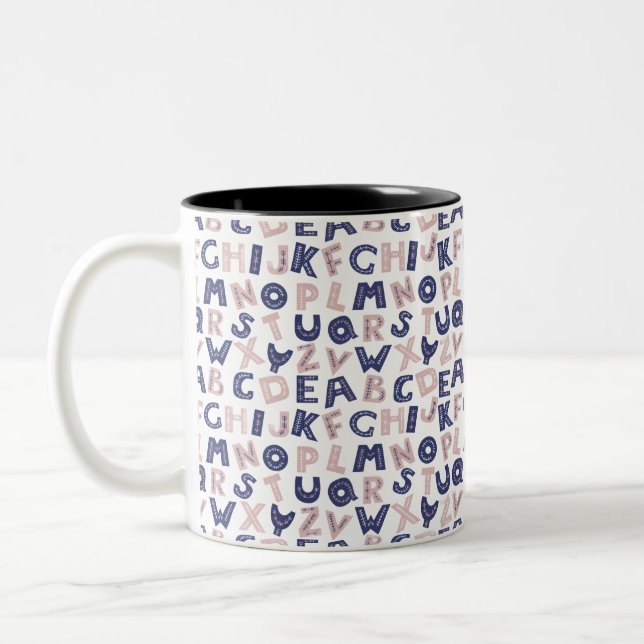 Alfabettdesign Två-Tonad Mugg (Vänster)
