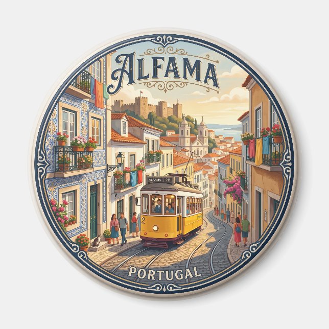 Alfama-distriktet Portugal Magnet (Framsidan)