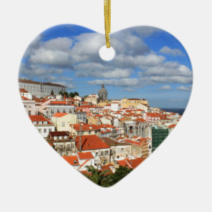 Alfama Lisbon rooftops Julgransprydnad Keramik