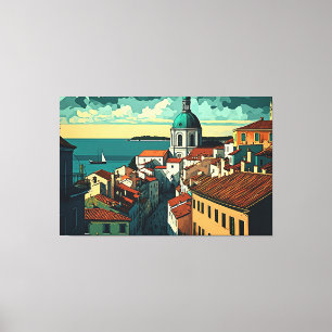 Alfama, Lissabons äldsta distrikt, Portugal Canvastryck
