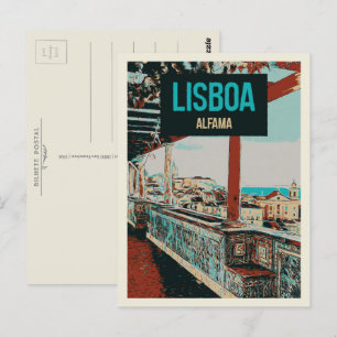 Alfama View Illustration, Charming från Lissabon Vykort