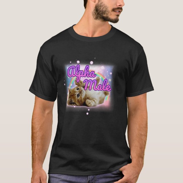 Alfamaskulin katt-meme t shirt (Framsida)