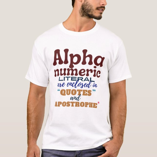Alfanumerisk litteratur i Cobol Programming T Shirt (Framsida)