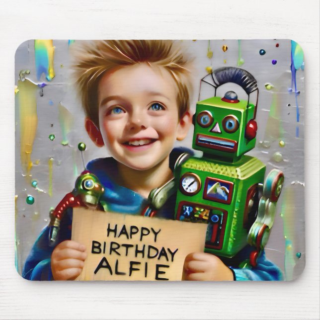 ALFIE ~ och hans ROBOT ~ Mousepad Musmatta (Framsidan)