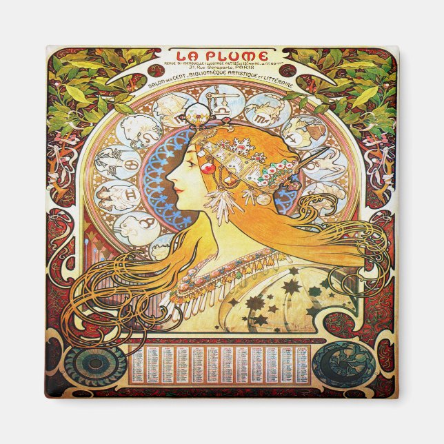 Alfons Mucha 1896 Zodiac Magnet (Framsidan)