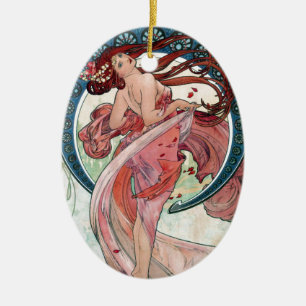 Alfons Mucha 1898 Dance Julgransprydnad Keramik
