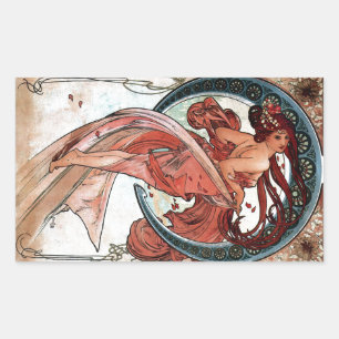 Alfons Mucha 1898 Dance Rektangulärt Klistermärke