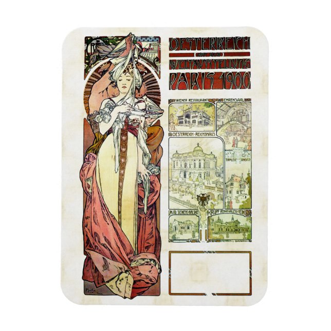Alfons Mucha 1900 Austrian Pavilion Magnet (Vertikal)