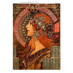 Alfons Mucha 4 Hälsningskort
