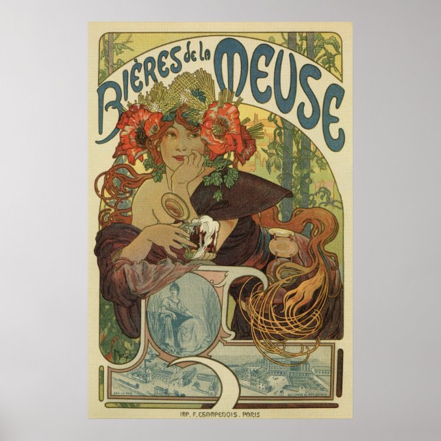 Alfons Mucha art nouveau öl och Poster (Framsidan)